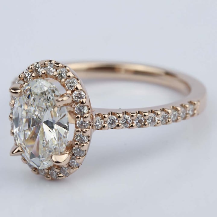 Oval Halo Diamond Engagement Ring In Rose Gold Ct