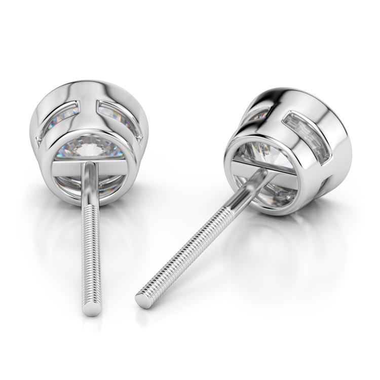 Bezel Diamond Stud Earrings In K White Gold Ctw