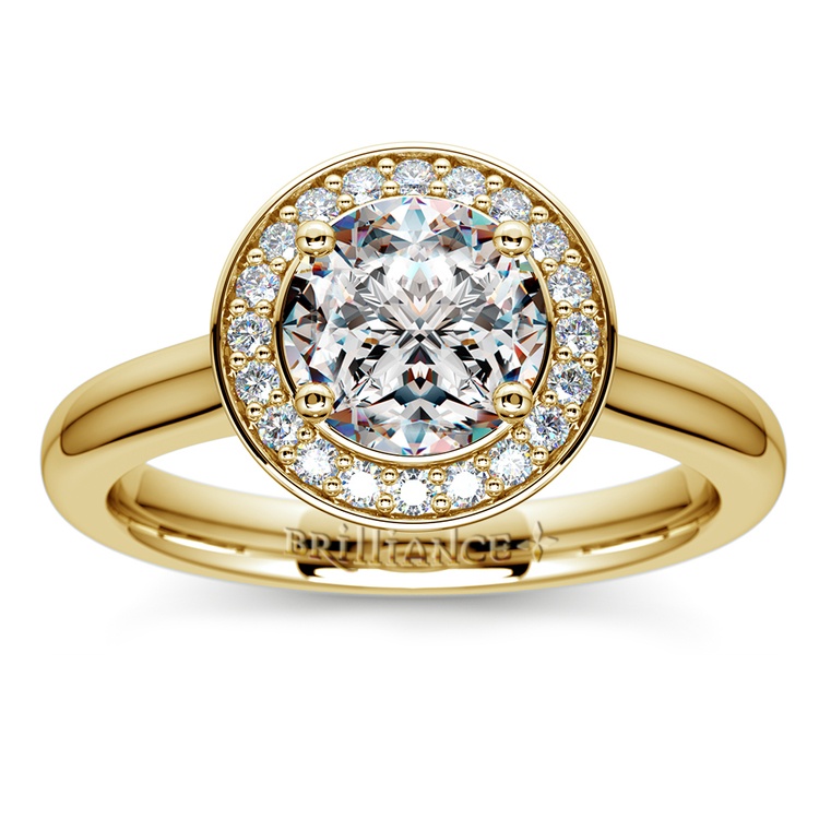 Halo Diamond Engagement Ring In Yellow Gold Ctw