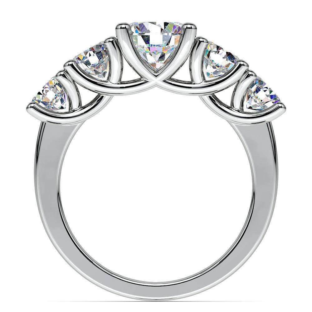 5 Stone Moissanite Engagement Ring 6 5 Mm In White Gold