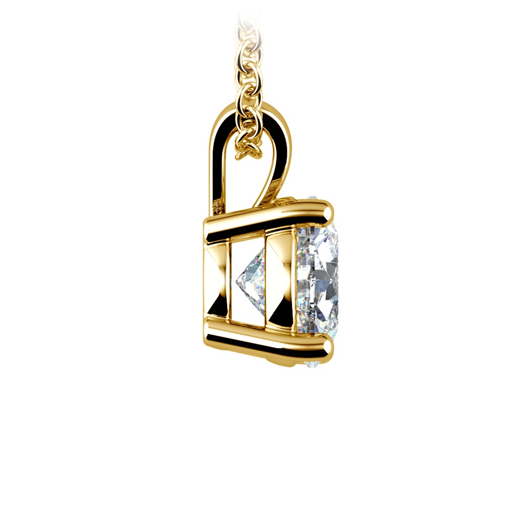 Prong Set Round Diamond Pendant In Yellow Gold 1 1 2 Ctw