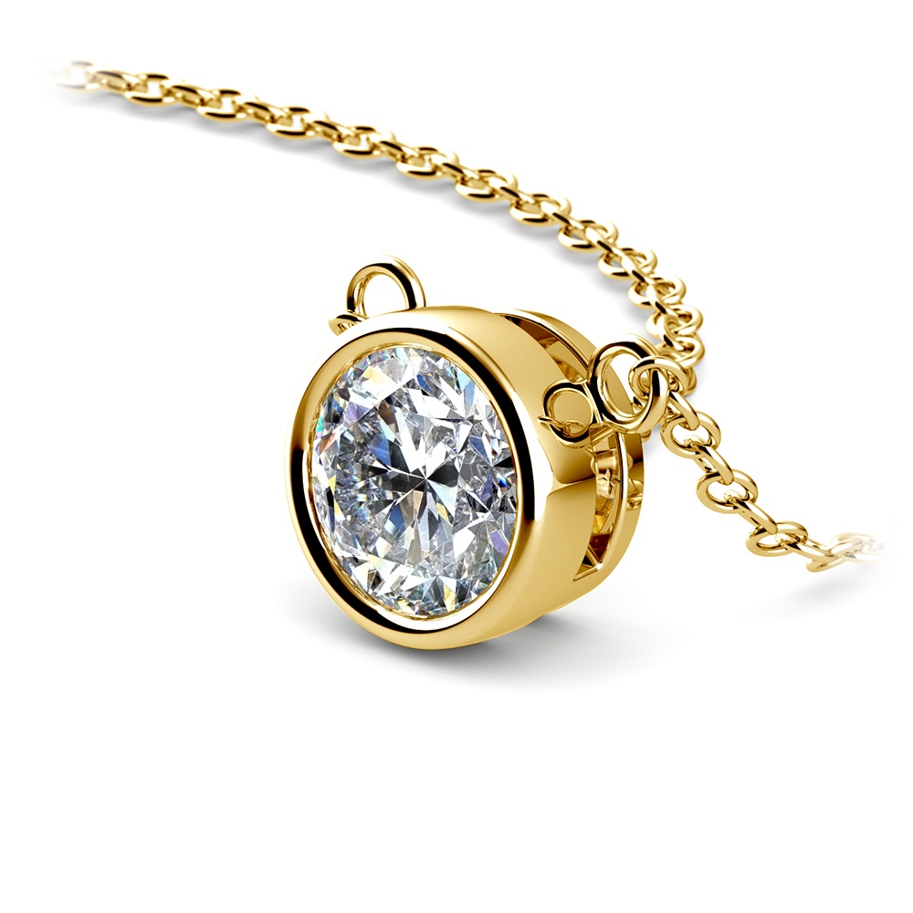 Carat Bezel Set Diamond Necklace In Yellow Gold