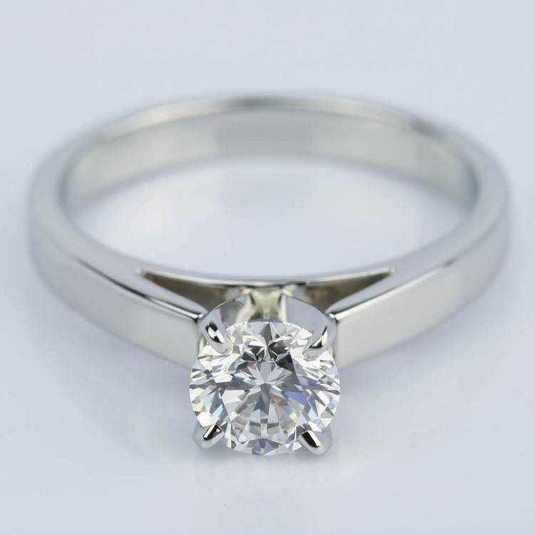 Cathedral Solitaire Diamond Engagement Ring In Platinum Ct