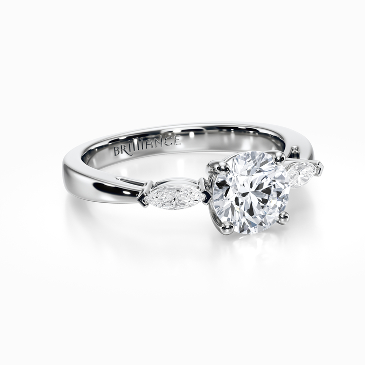 3 Stone Marquise Side Stone Diamond Ring In White Gold