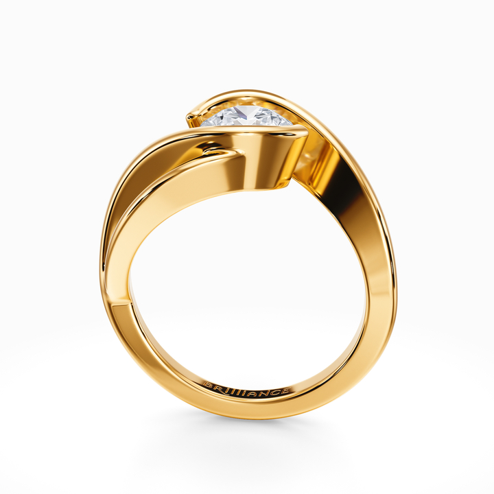 Bypass Solitaire Engagement Ring in Yellow Gold