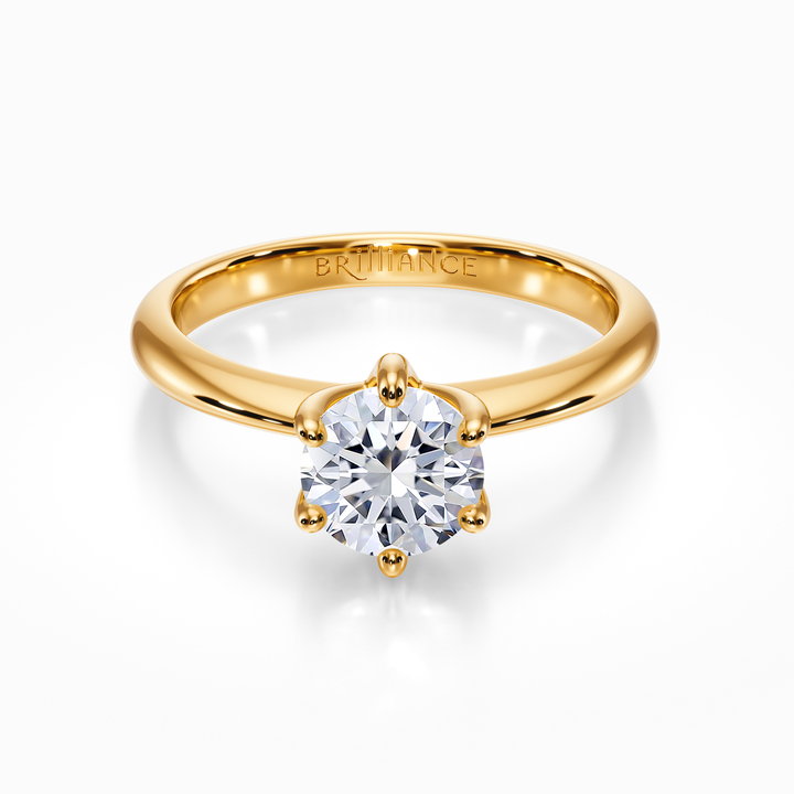 Classic Gold Six Prong Solitaire Engagement Ring Setting