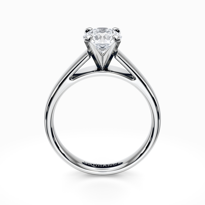 Platinum Flat Edge Cathedral Setting Engagement Ring