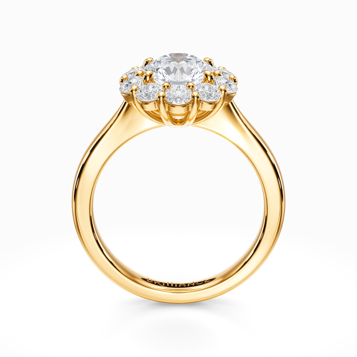 Yellow Gold Floral Engagement Ring With Halo