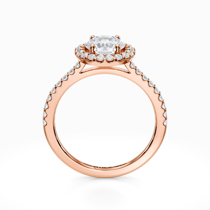 Halo Diamond Engagement Ring in Rose Gold