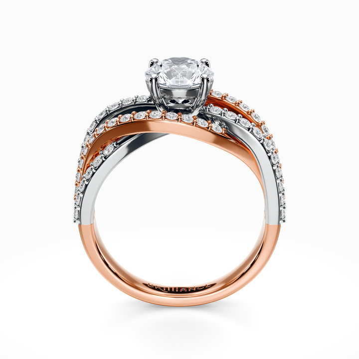 Crossover Rose Gold And Platinum Engagement Ring