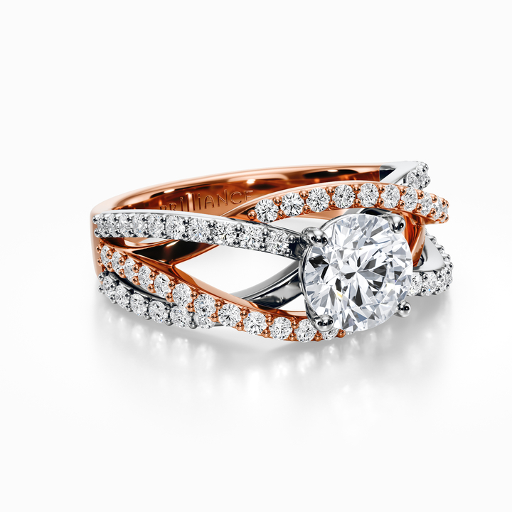 Crossover Rose Gold And Platinum Engagement Ring