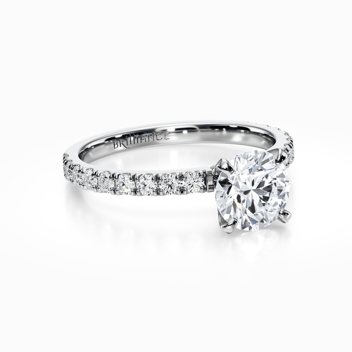 Petite Pave Diamond Engagement Ring in Platinum (1/3 ctw)