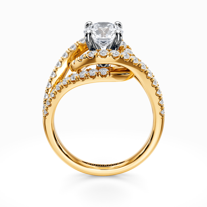 Wide Split Shank Diamond Engagement Ring Setting In Gold