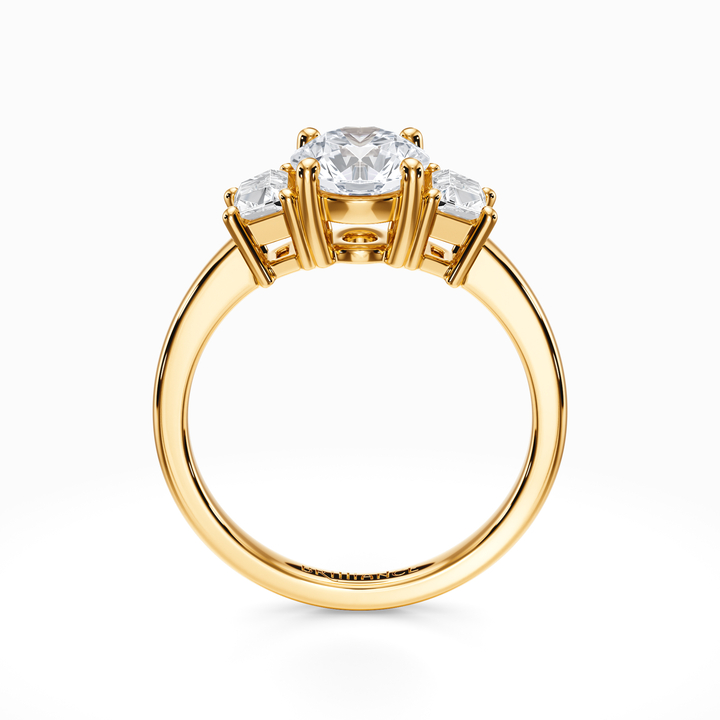 3 Stone Trapezoid Diamond Ring In Yellow Gold (1/3 Ctw)