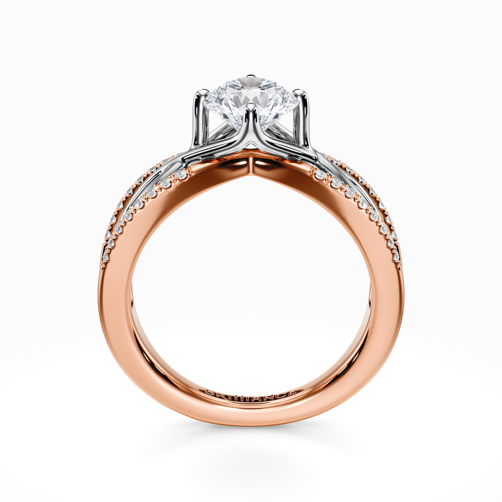 Ornate Diamond Ring Setting In White And Rose Gold