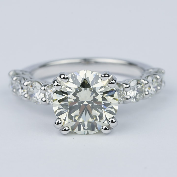 Diamond Engagement Ring with Large Side Diamonds (2 Carat)