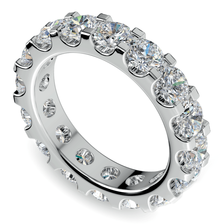 4 Carat Round Diamond Eternity Ring In Platinum - Scalloped Design