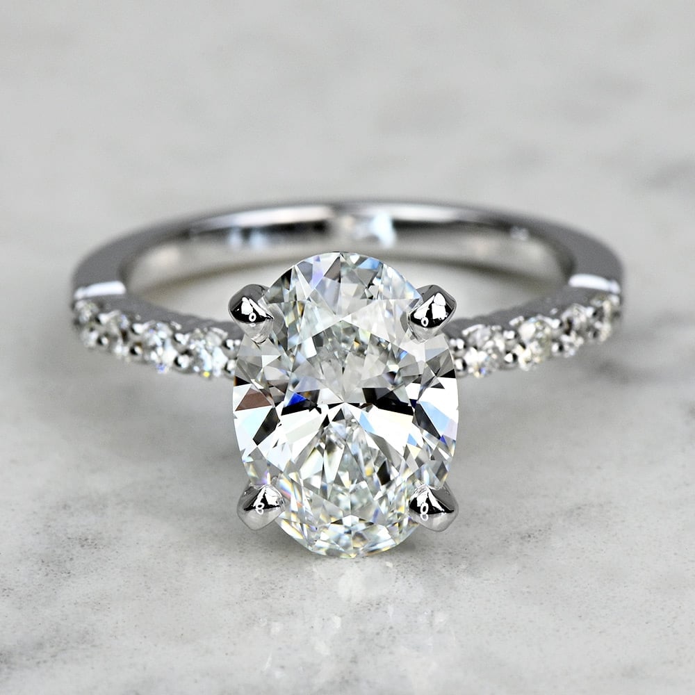 Delicate Shared-Prong Diamond Engagement Ring in White Gold