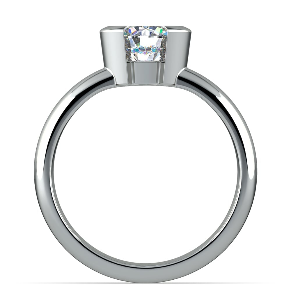 Half Bezel Engagement Ring Setting In Platinum