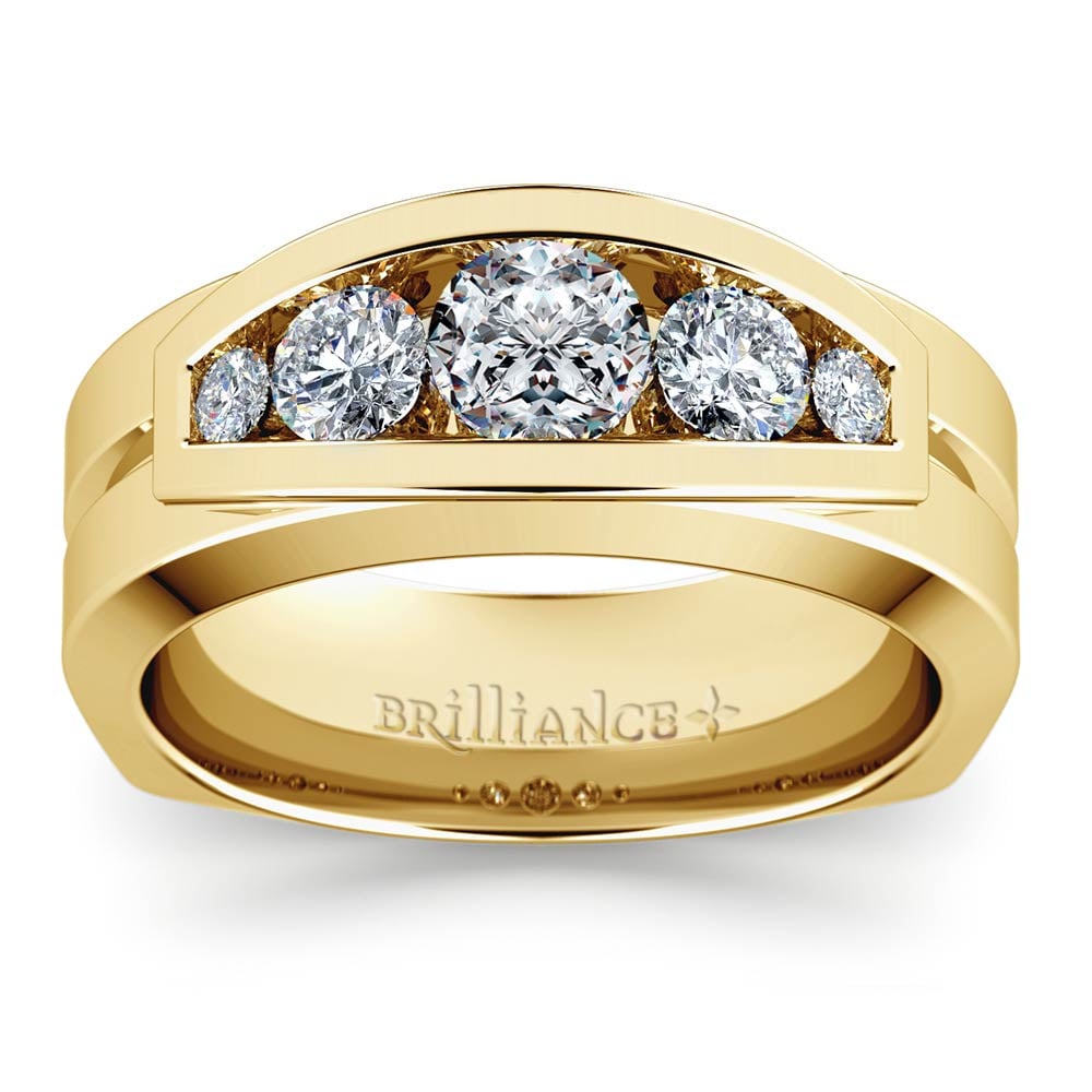 Mens Chunky Gold Moissanite Ring