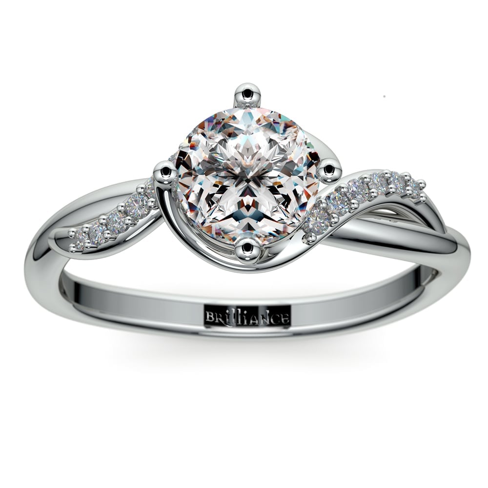 Twisted Vintage Diamond Ring Setting In White Gold