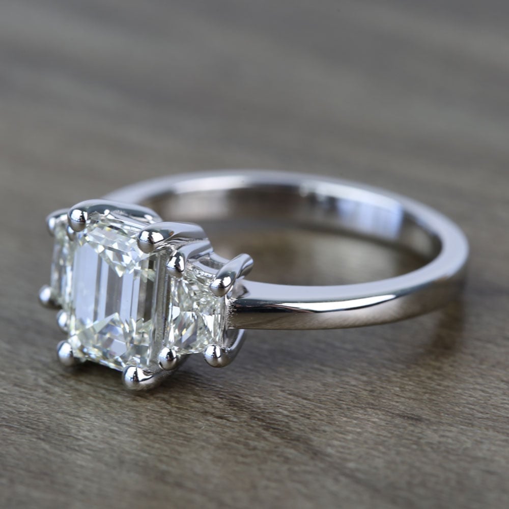 Emerald Cut Engagement Ring With Trapezoid Side Stones