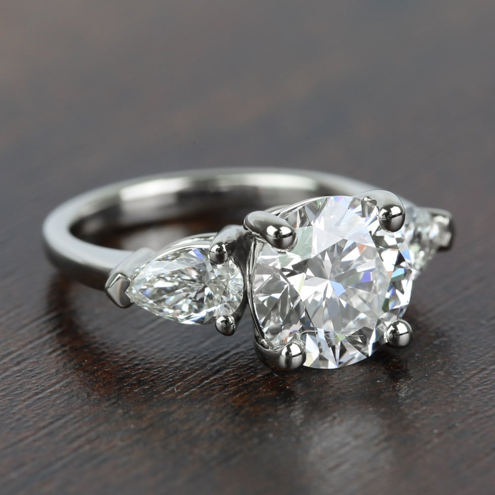 2.32 Carat Round & Pear Diamond Engagement Ring