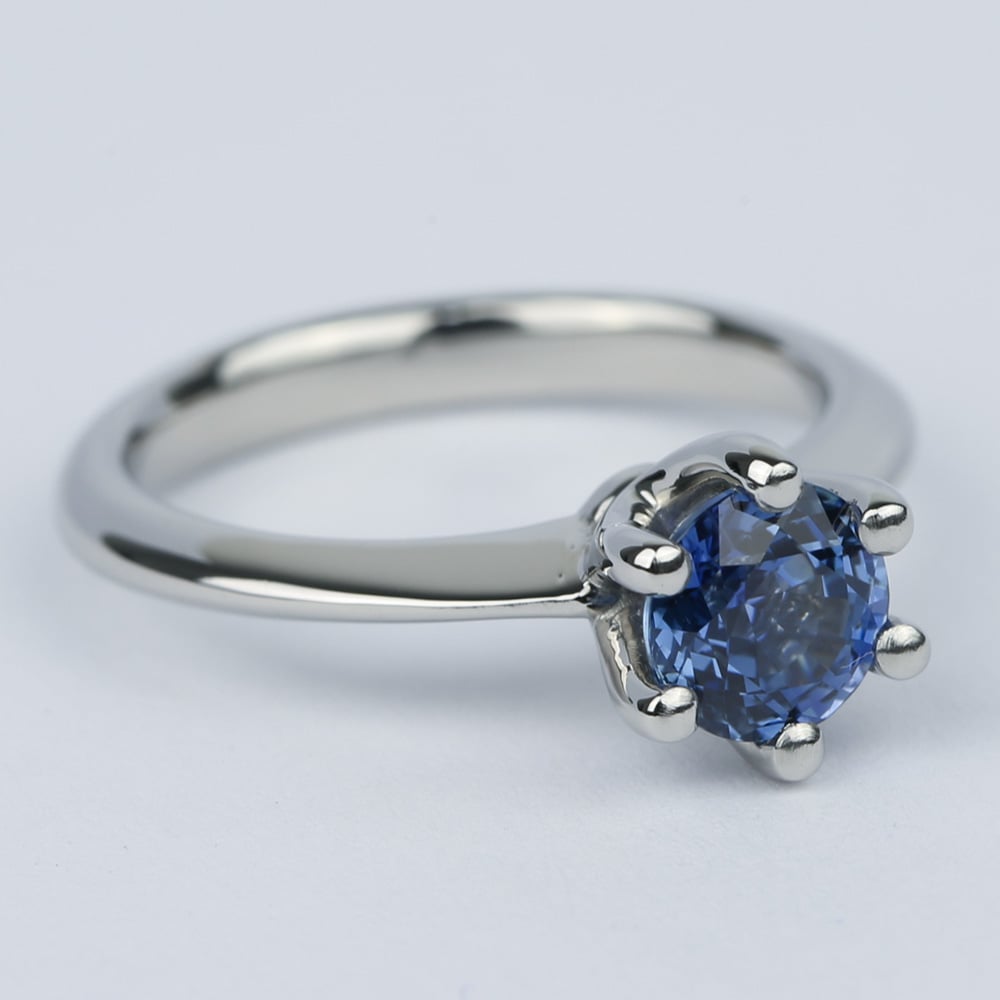 Blue Sapphire Solitaire Engagement Ring In Palladium