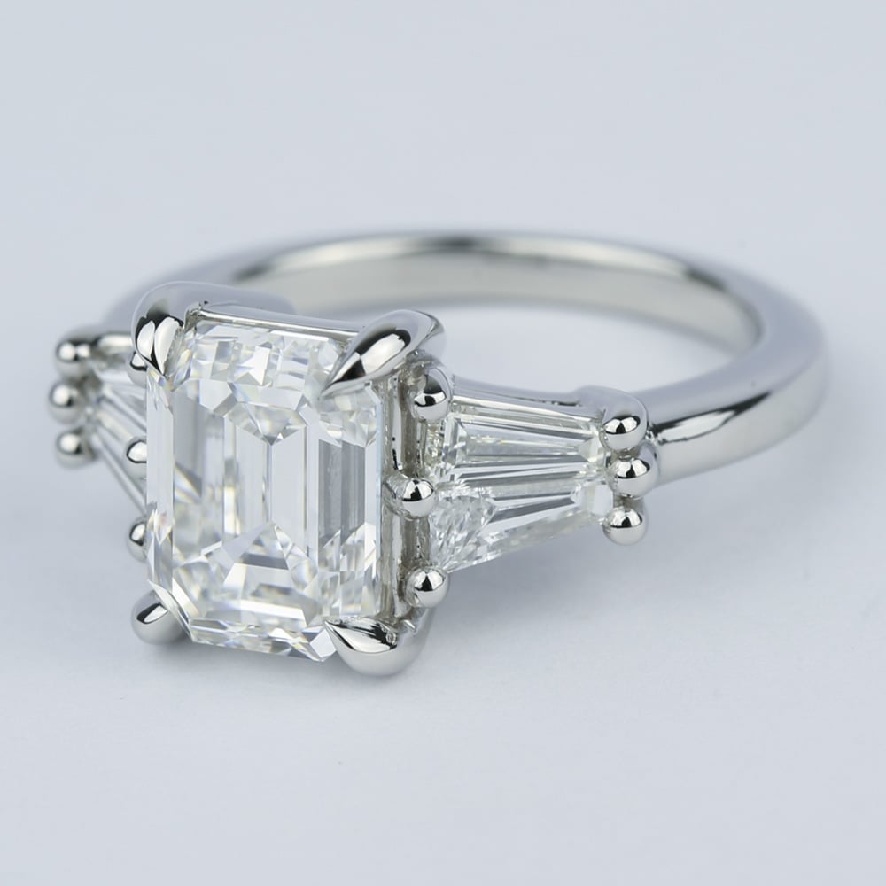 Bespoke Double Baguette Engagement Ring In Platinum