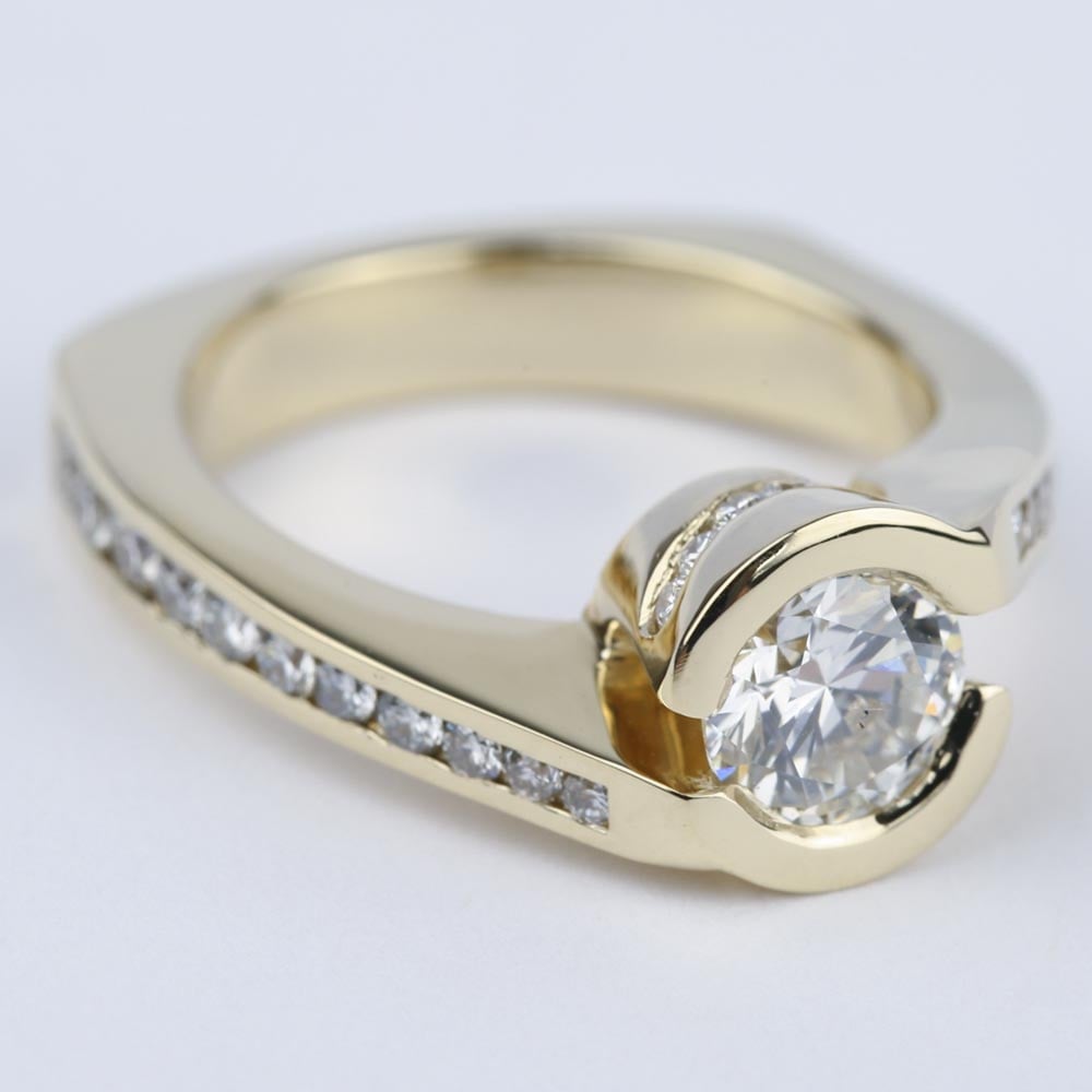 Custom Diamond Bezel Engagement Ring (0.90 Carat)