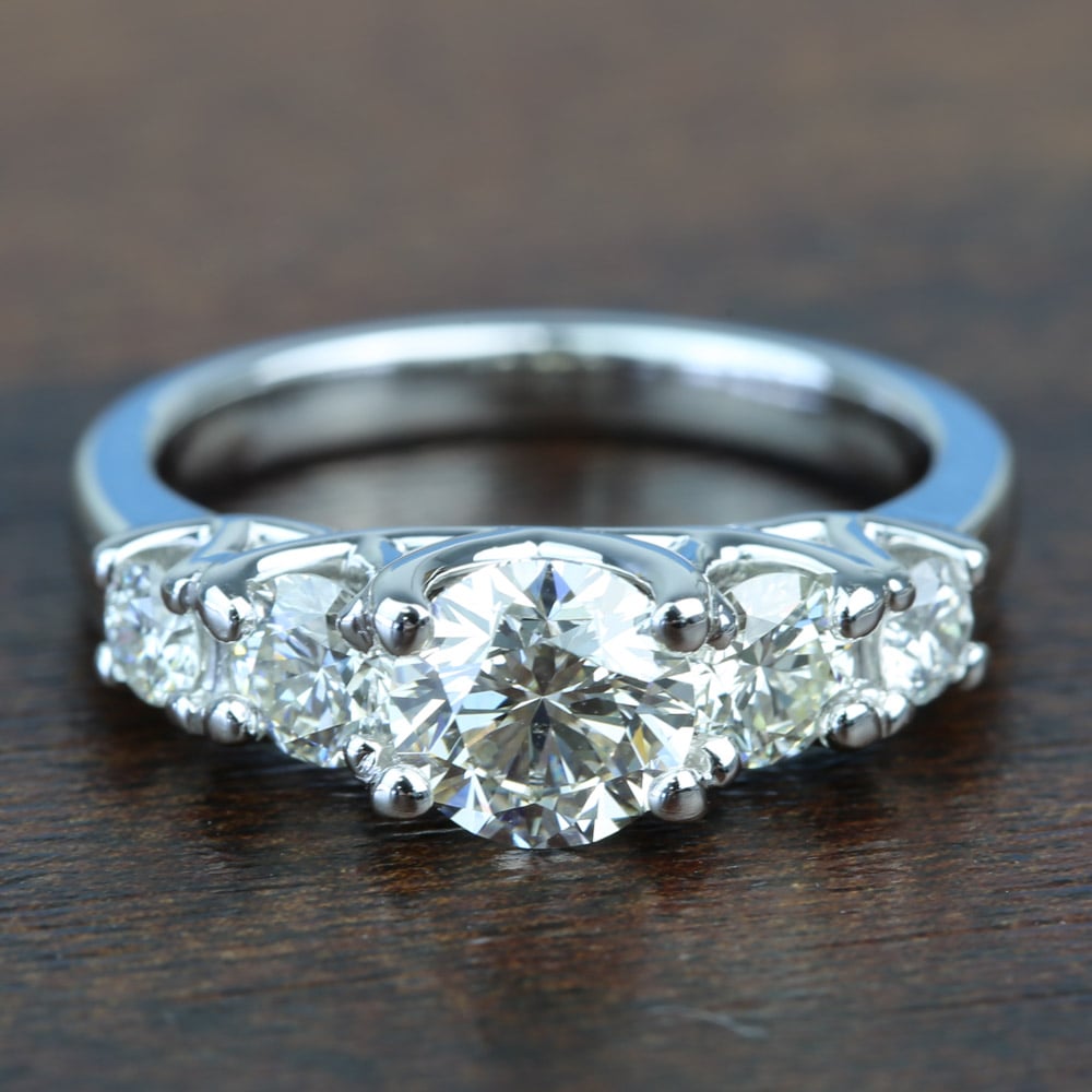 5 Stone Trellis Engagement Ring In White Gold