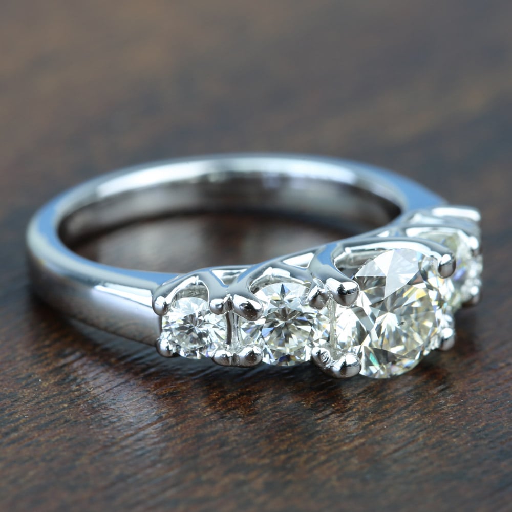 5 Stone Trellis Engagement Ring In White Gold