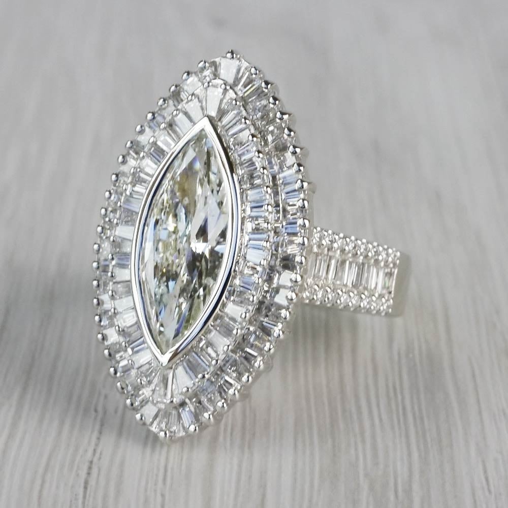 Halo Baguette And Marquise Diamond Ring