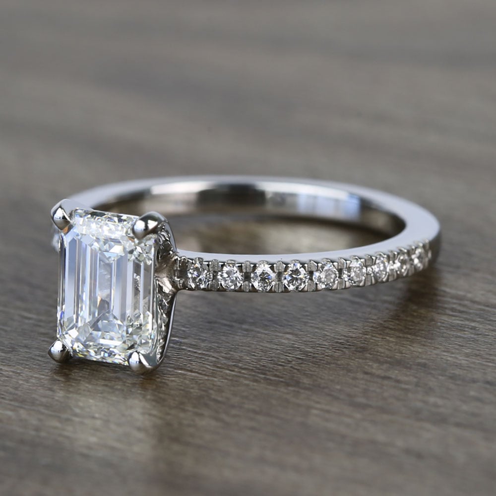 Near Flawless 1.51 Carat Emerald Cut Pave Ring