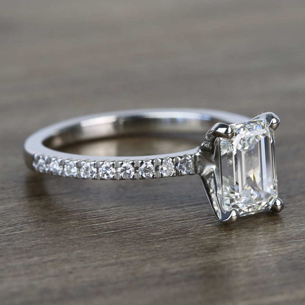 Near Flawless 1.51 Carat Emerald Cut Pave Ring