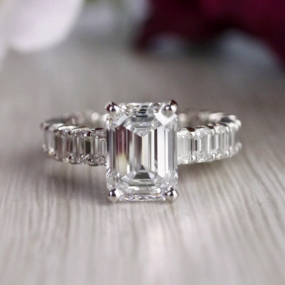 Excellent Eternity Inspired Emerald Cut Diamond Ring