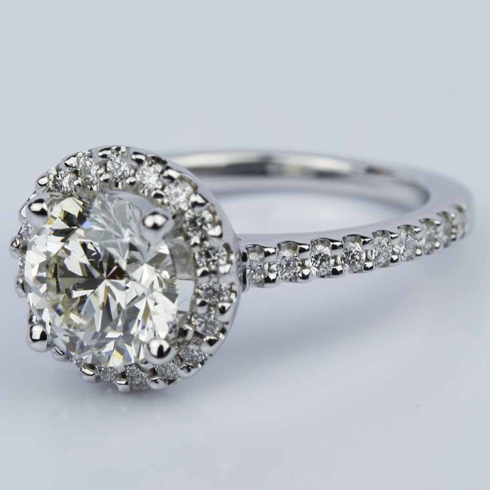 Halo Setting Round Ideal Cut Engagement Ring (1.50 Carat)