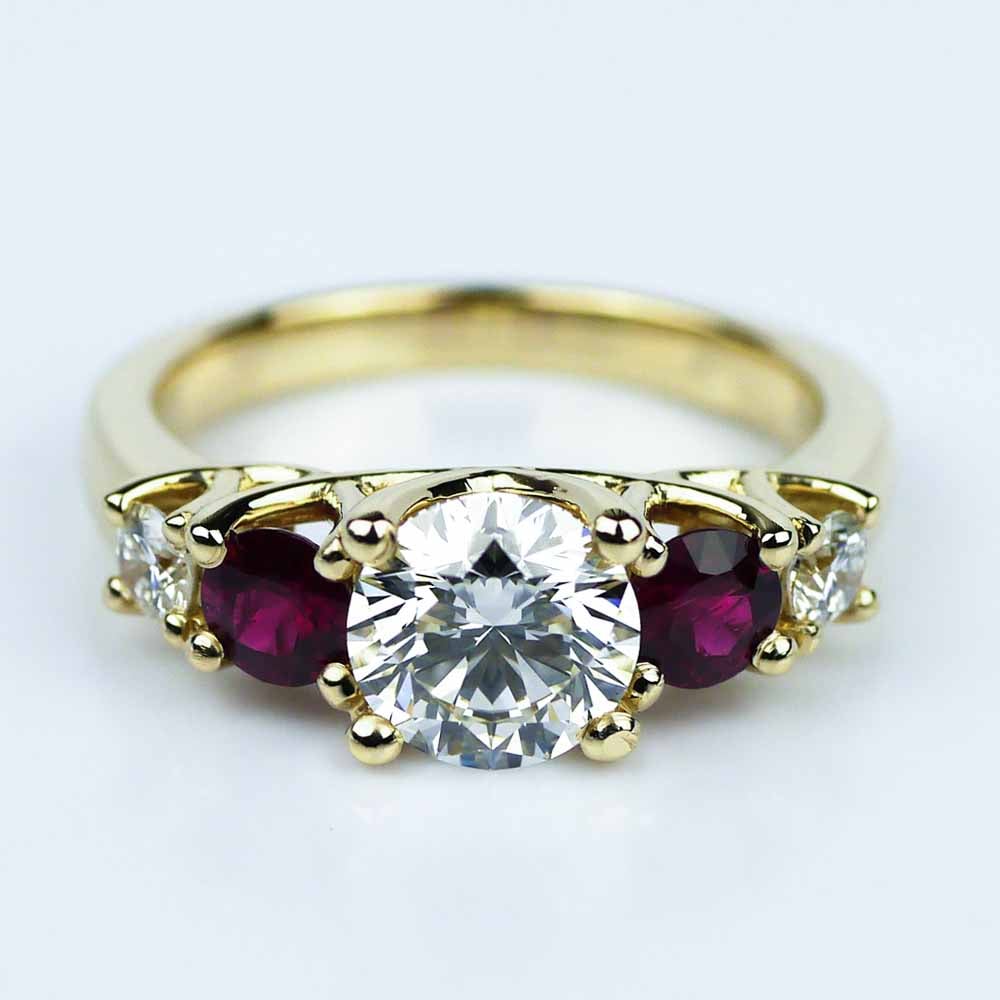 Ruby And Diamond Engagement Ring In Yellow Gold