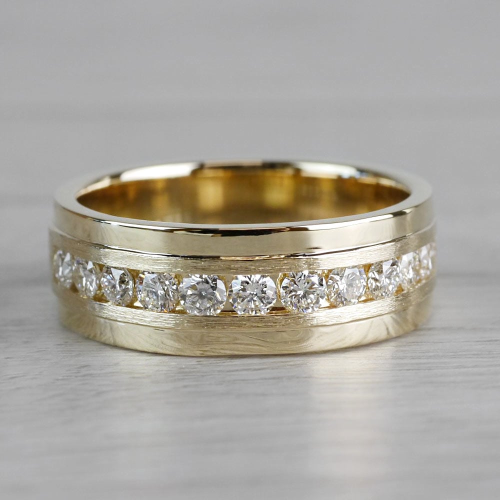 Channel Diamond Men S Wedding Ring In Yellow Gold Mm