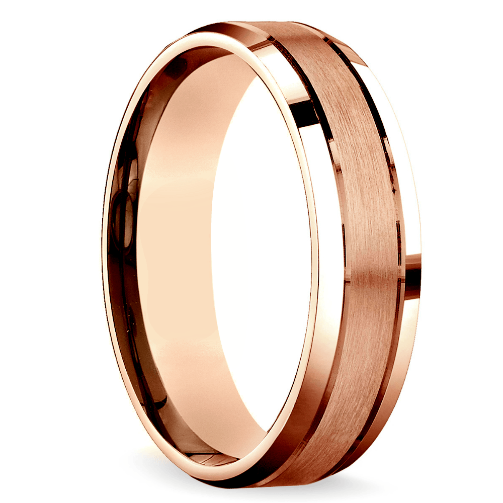 Mens Rose Gold Beveled Wedding Band