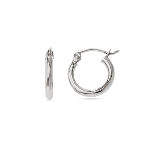 Men's 12 x 2mm Sterling Silver Hoop Earrings