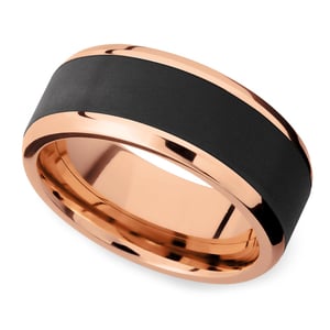 Mens Elysium And Rose Gold Wedding Ring With Black Diamonds