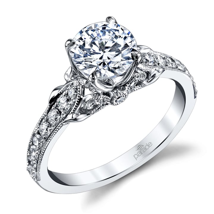 Lyria Crown Milgrain Engagement Ring In White Gold