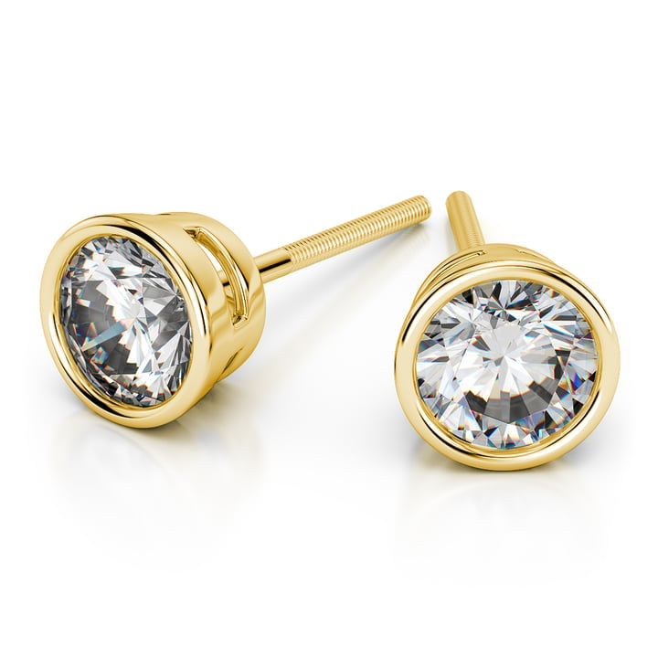 1 carat diamond earrings deals yellow gold