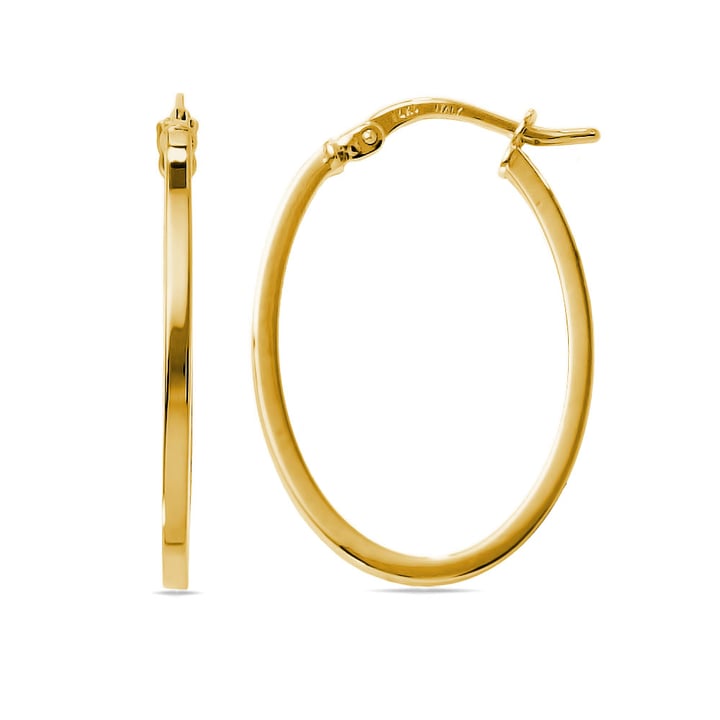 14K Italian Yellow Gold Oval Hoop Earrings