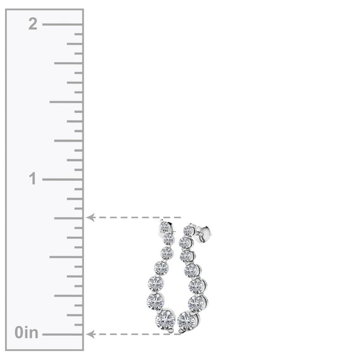 Curved Diamond Drop Earrings In 14K White Gold (1 Carat)