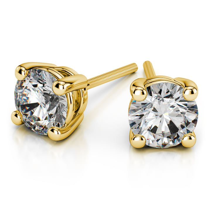 1/3 Carat 4-Prong Set Diamond Stud Earrings in 14K Yellow Gold-