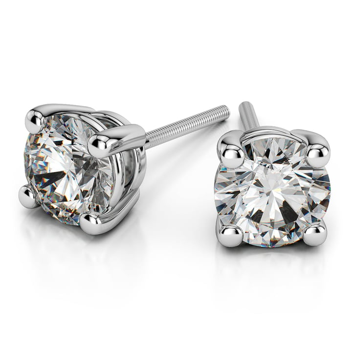 Lab Grown Diamond Stud Earrings Round 2.00 Ct. Tw. (f-g, VS) 14K White Gold 4-Prong Basket