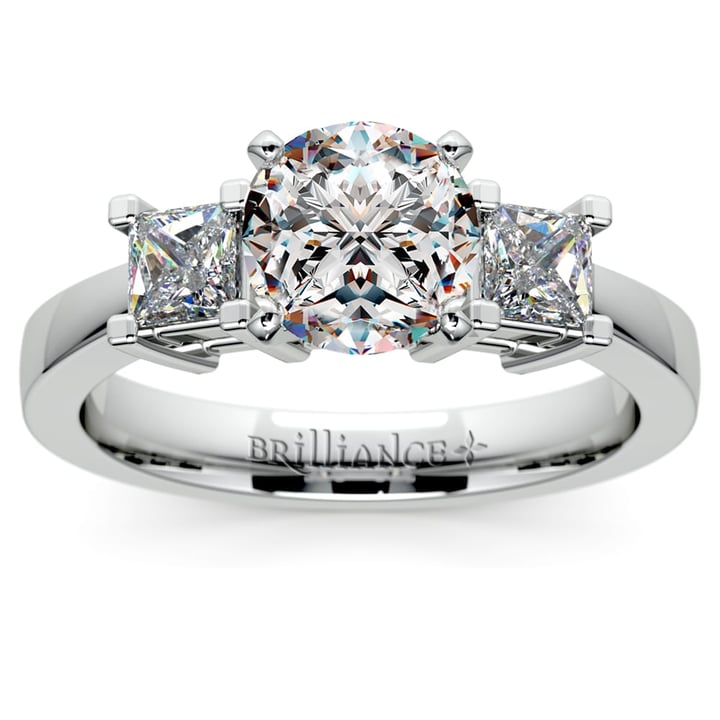 1/2 Carat Princess Cut Diamond Ring Setting In White Gold