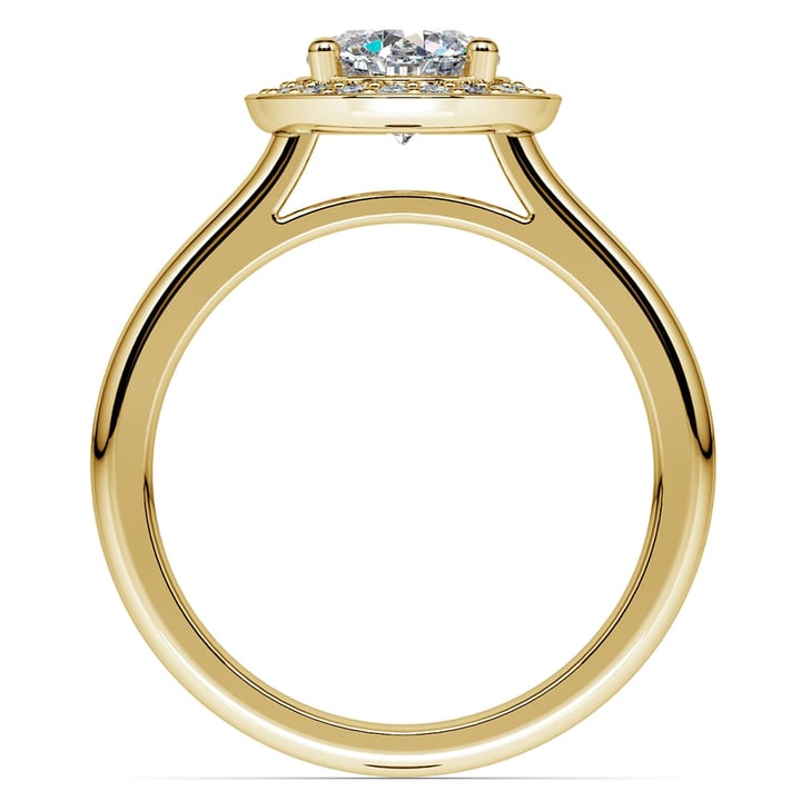 Pave Diamond Halo Ring In Yellow Gold (1/4 Ctw)